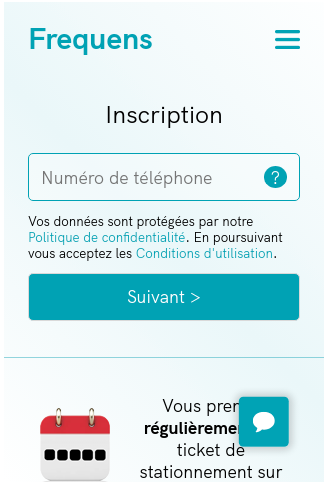 Première étape de l'inscription à Frequens