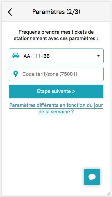 Troisième étape de l'inscription à Frequens pour automatiser le renouvellement d'un ticket de stationnement Résident : choix du véhicule et de l'arrondissement