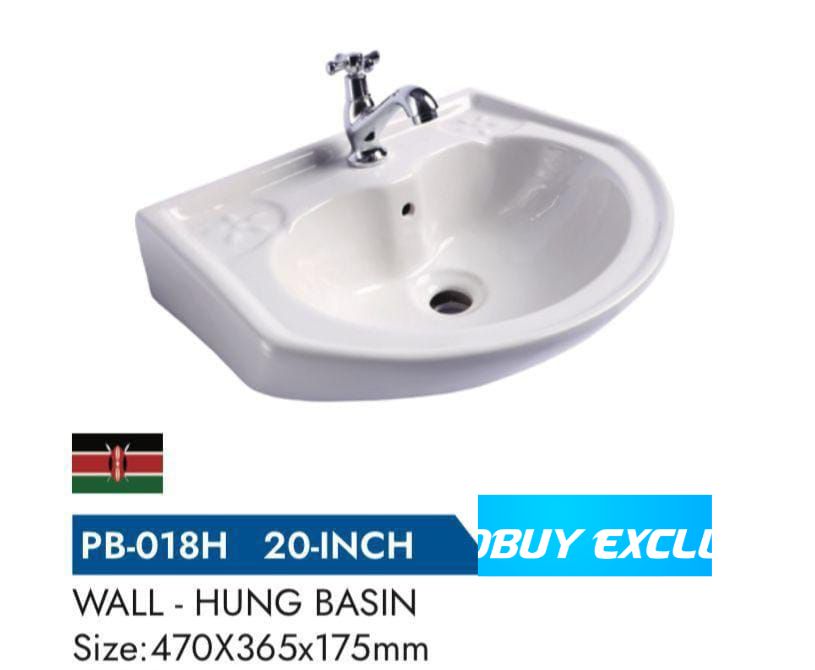 TF Wall- Hung Basin (Sink) PB-018H 20inch Size (470x365x175)mm