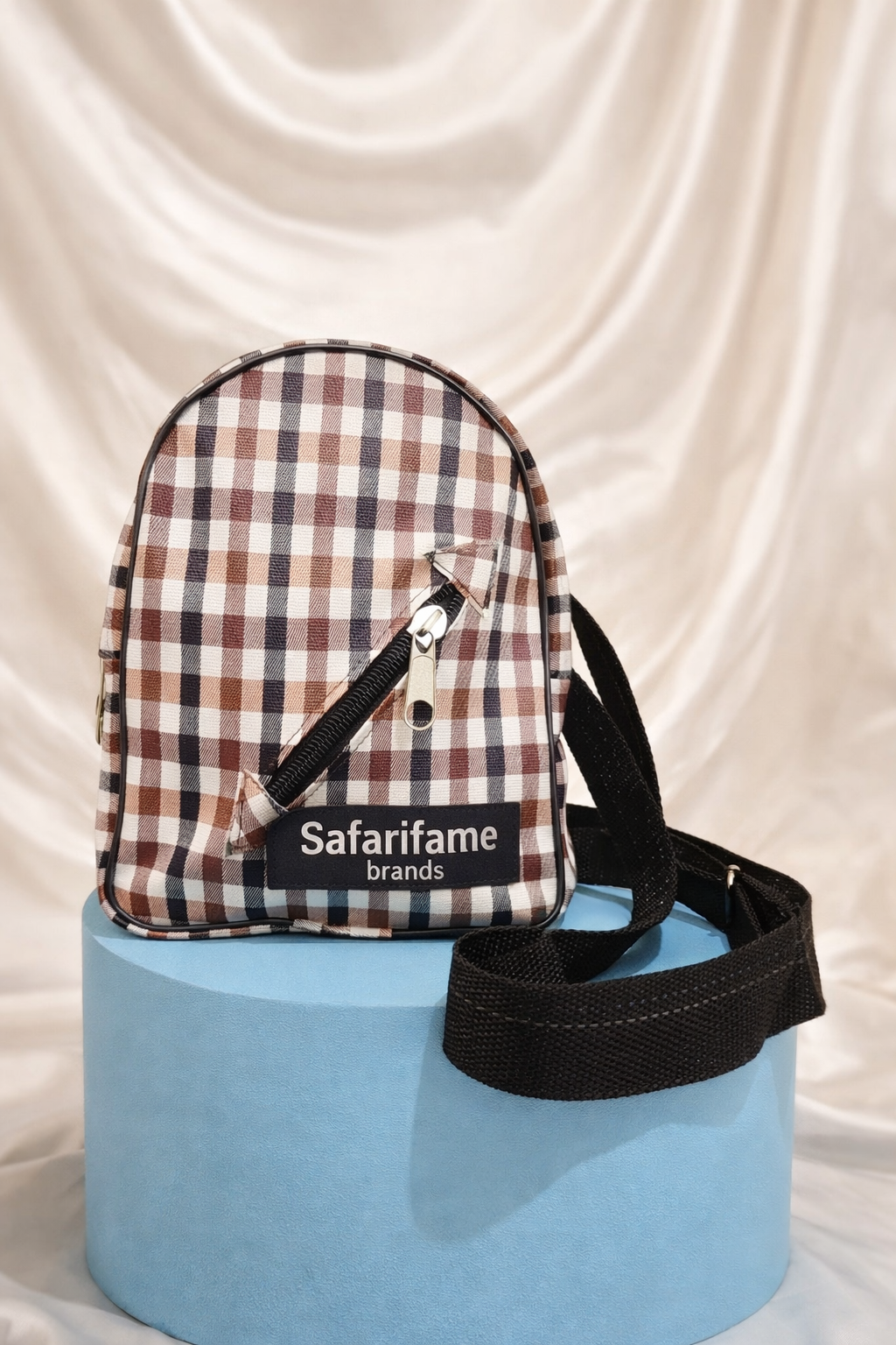 SafariFame Exotic Lexin Sling Bag- Cream Checked