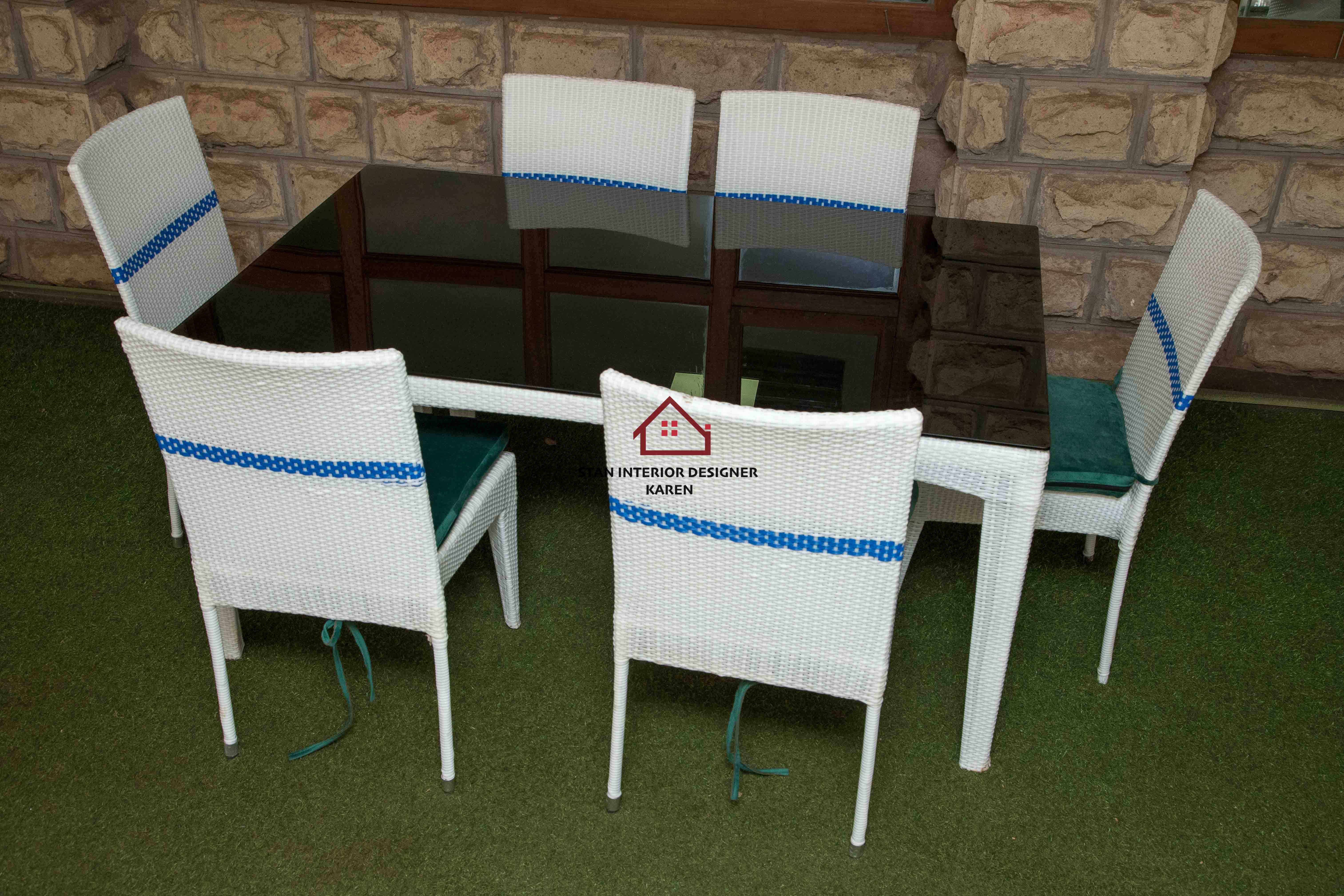 Outdoor 6Sit  white chair and table  set