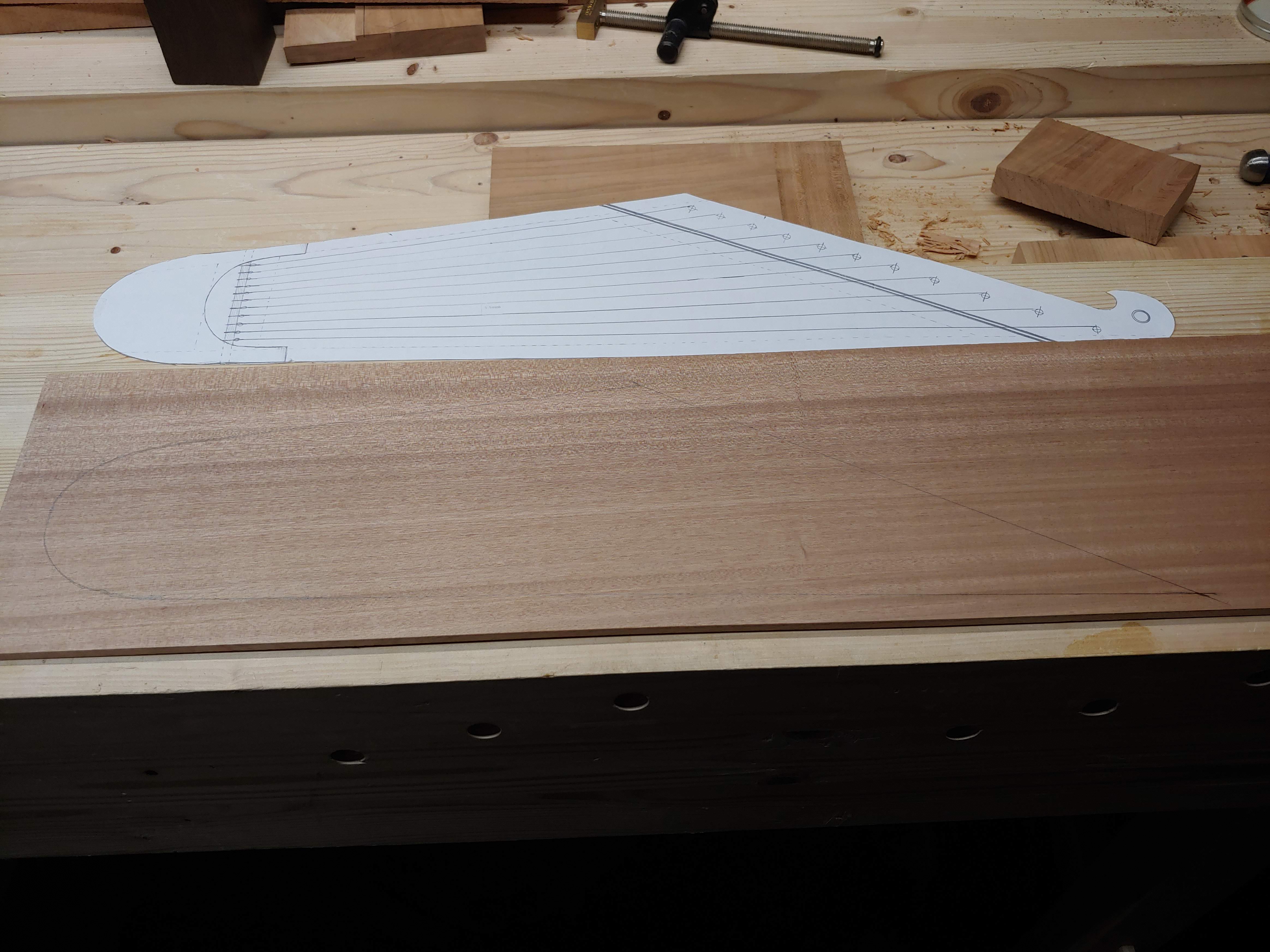 Figure 2. Printed paper plan for the soundboard.