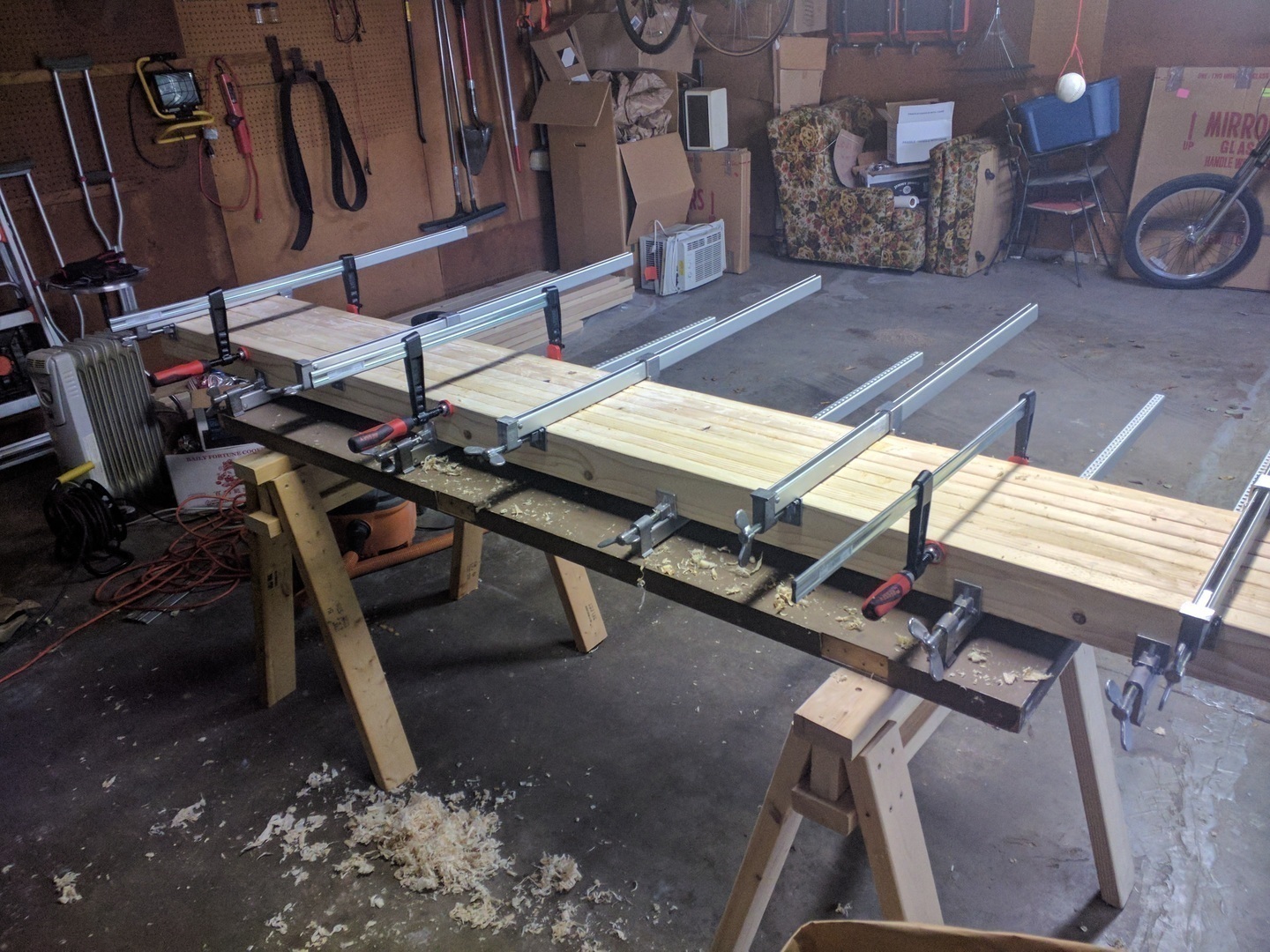 Figure 2. Gluing the first of the two top slabs.
