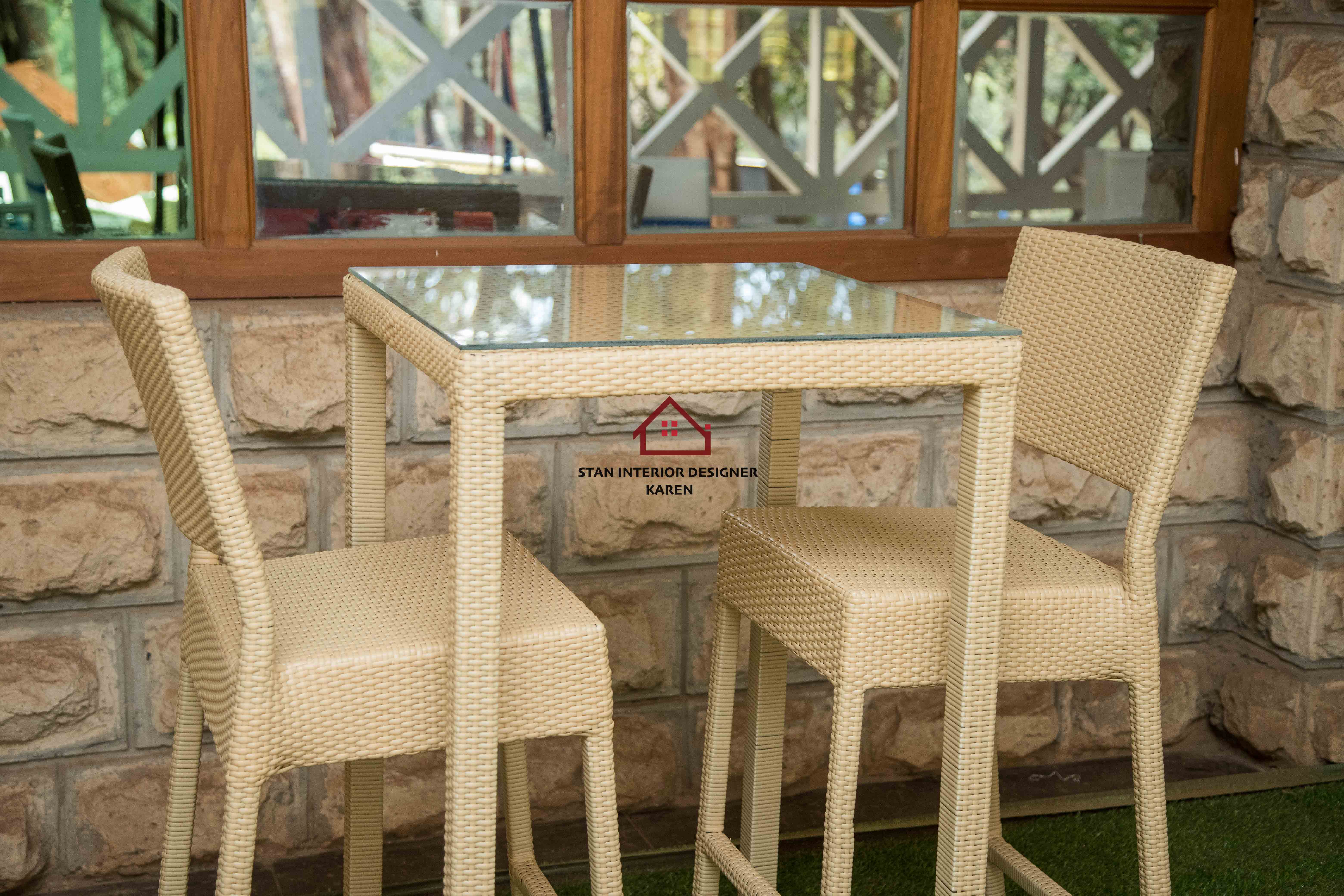 Outdoor two set and table set glass covered