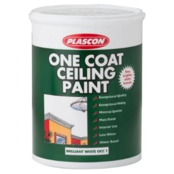 PLASCON ONE COAT WATER-BASED MATT CEILING  WHITE PAINT- Interior- 4 Litre