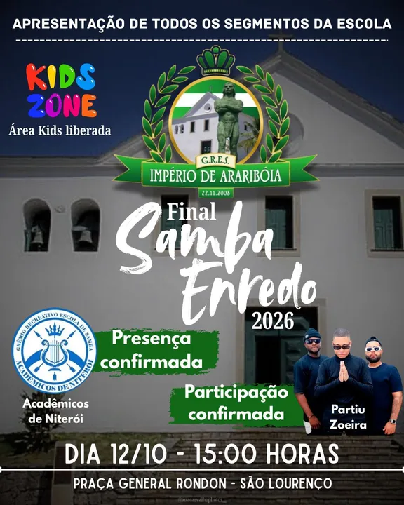 Império de Araribóia escolhe, nesse domingo (12), hino oficial para o Carnaval 2026