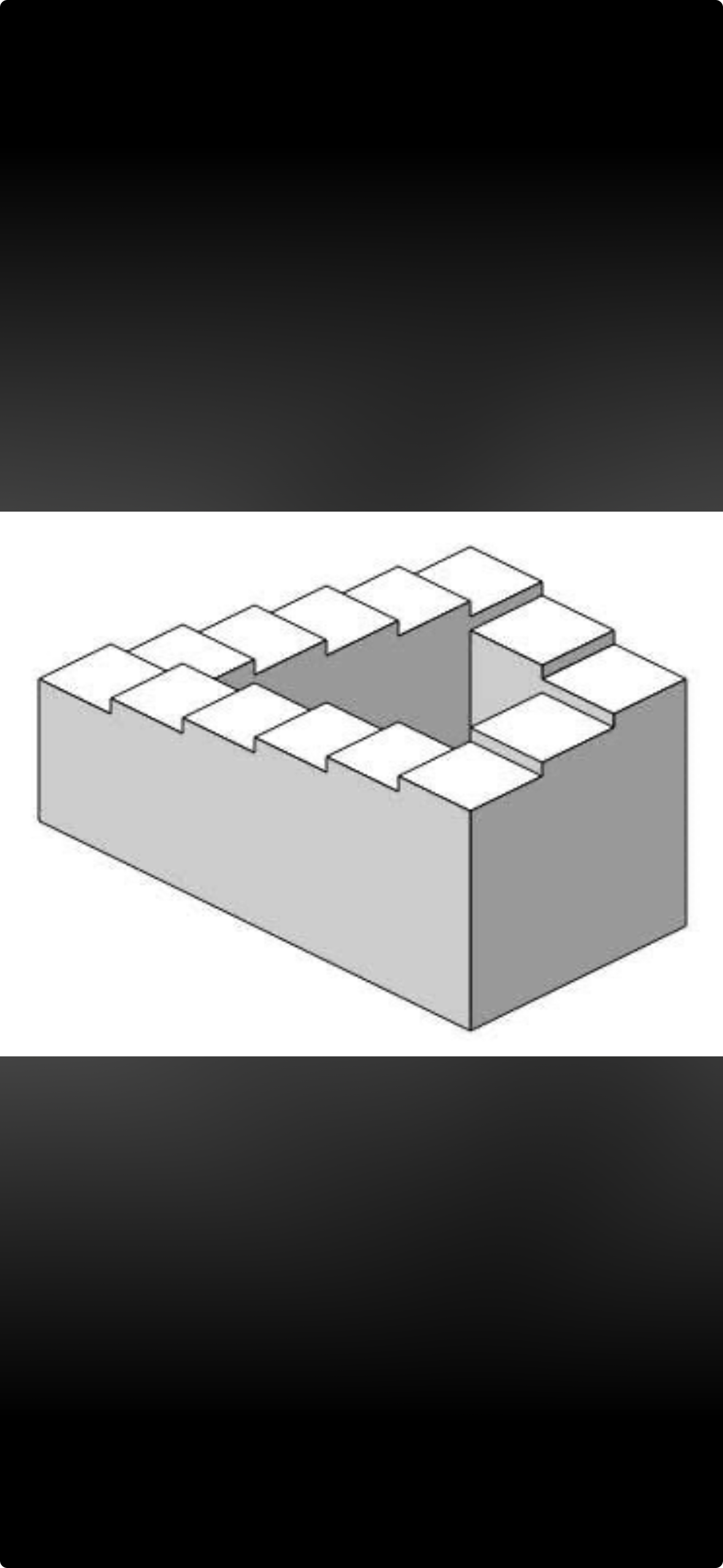 Penrose staircase — an impossible object where every individual step makes sense but the whole structure loops back on itself