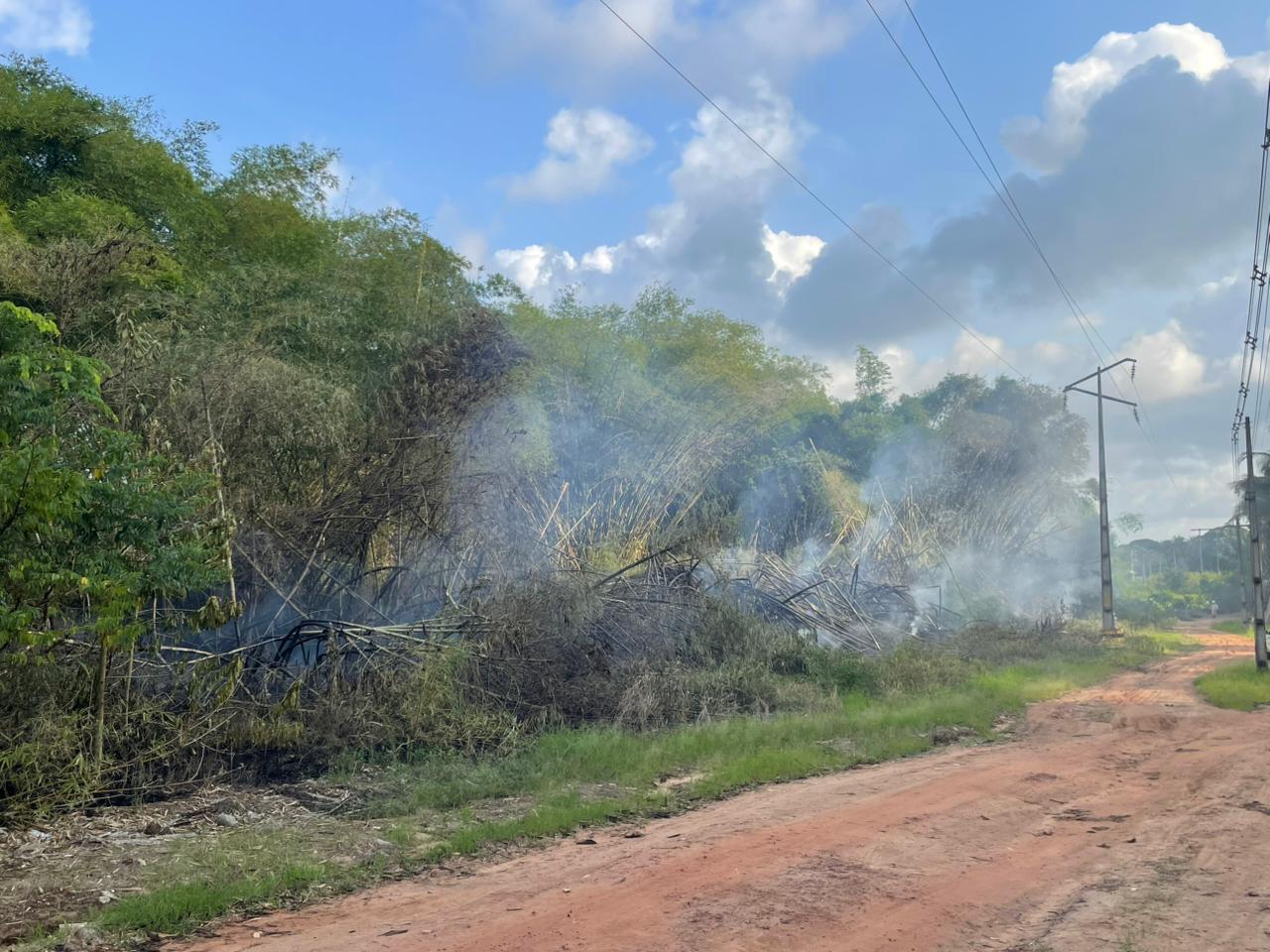 Incêndio atinge entrada do município de Lucena