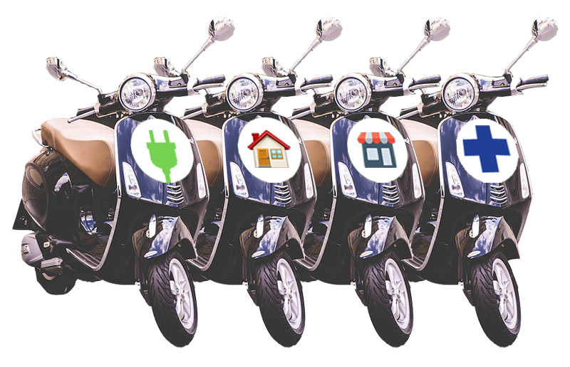 Scooters avec symboles de cartes de stationnement