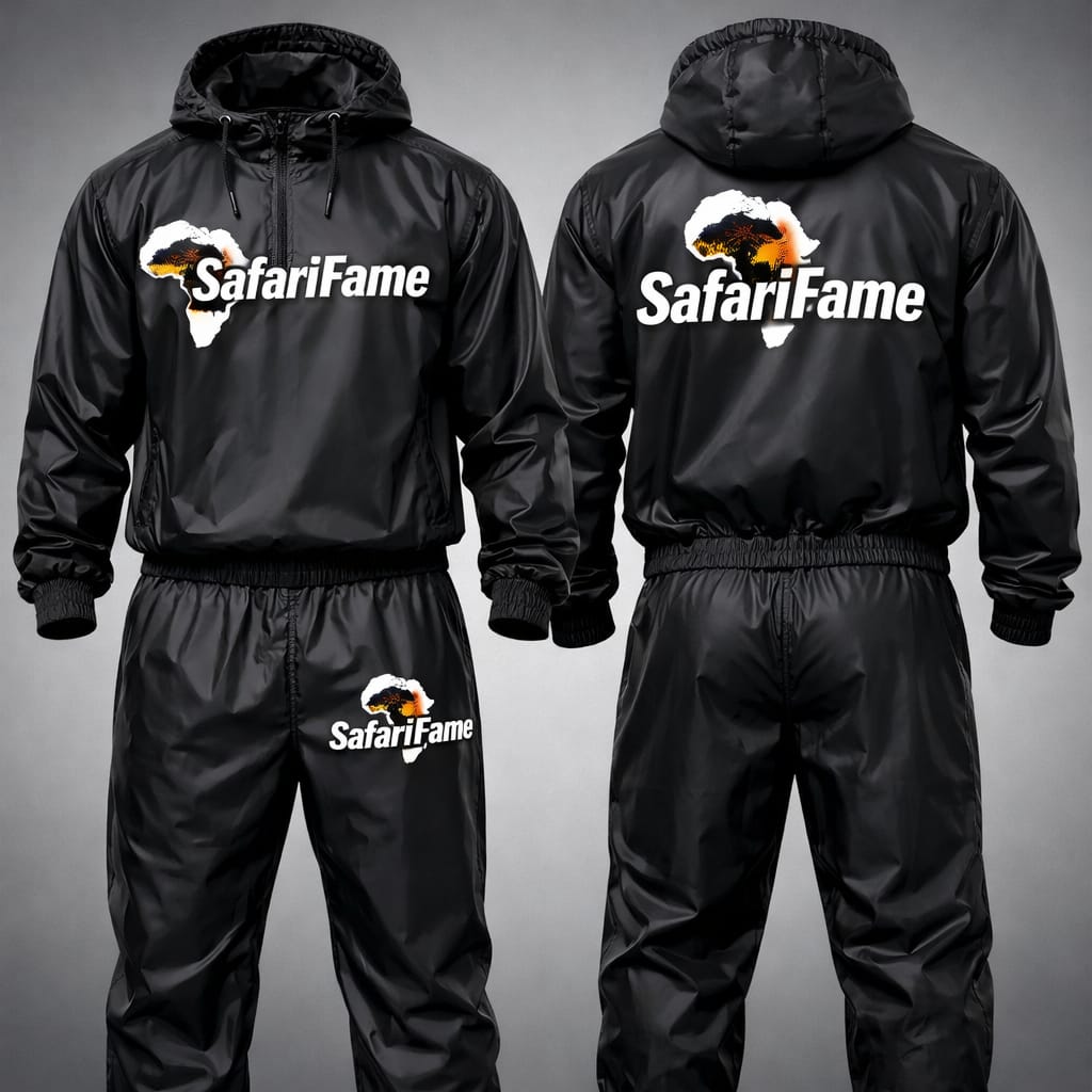 SAFARIFAME SAUNA SUIT- “ SWEAT SMART, SHAPE FAST, SEE RESULTS!!"- Black colour