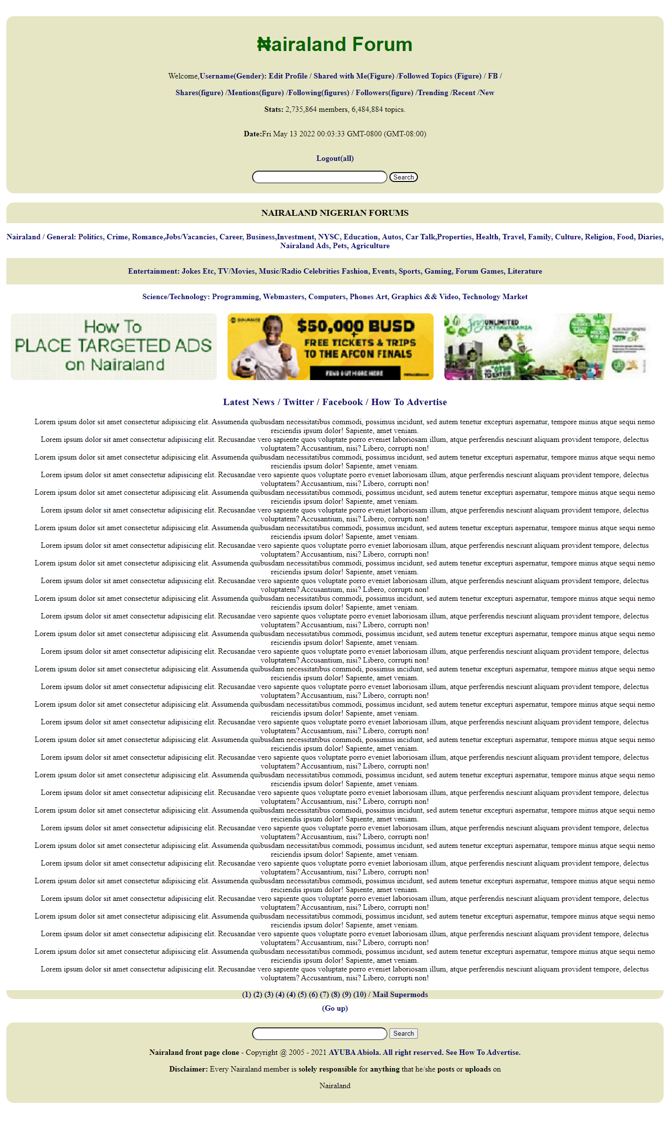 Nairaland Landing Page